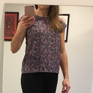 Grey blue shell blouse with keyhole on back